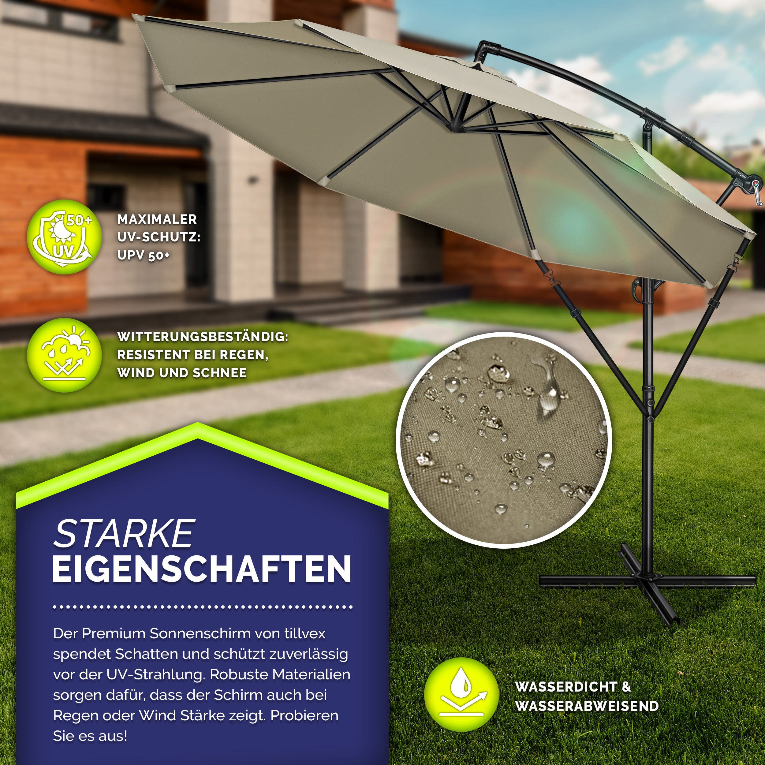 Sonnenschirm, Aluminium für Garten und Balkon – Detailansicht 45