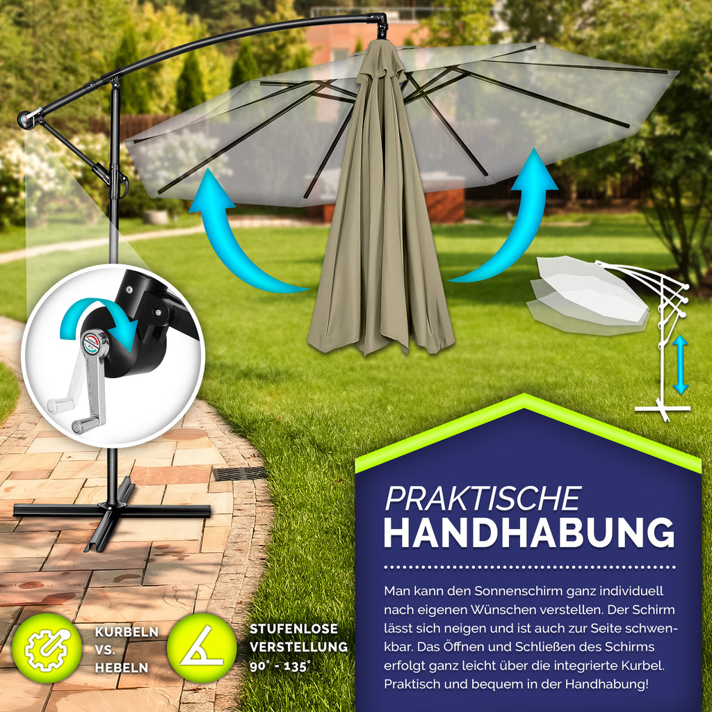 Sonnenschirm, Aluminium für Garten und Balkon – Detailansicht 46