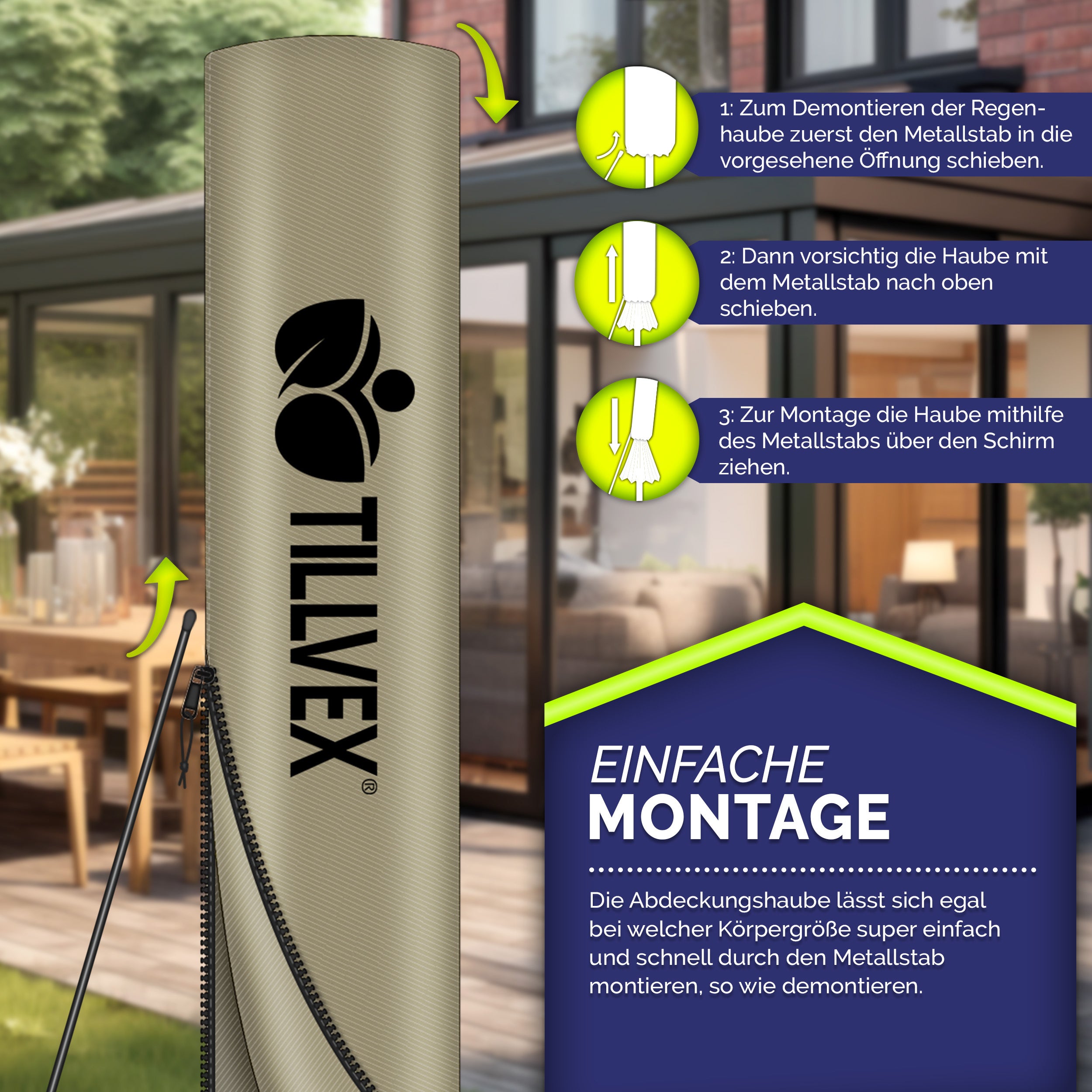 Sonnenschirm, Aluminium für Garten und Balkon – Detailansicht 51