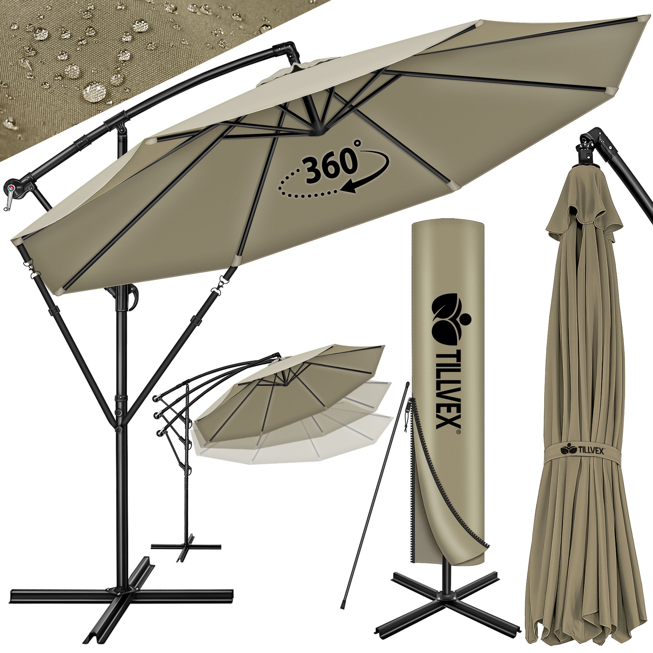 Sonnenschirm, Aluminium für Garten und Balkon – Detailansicht 53