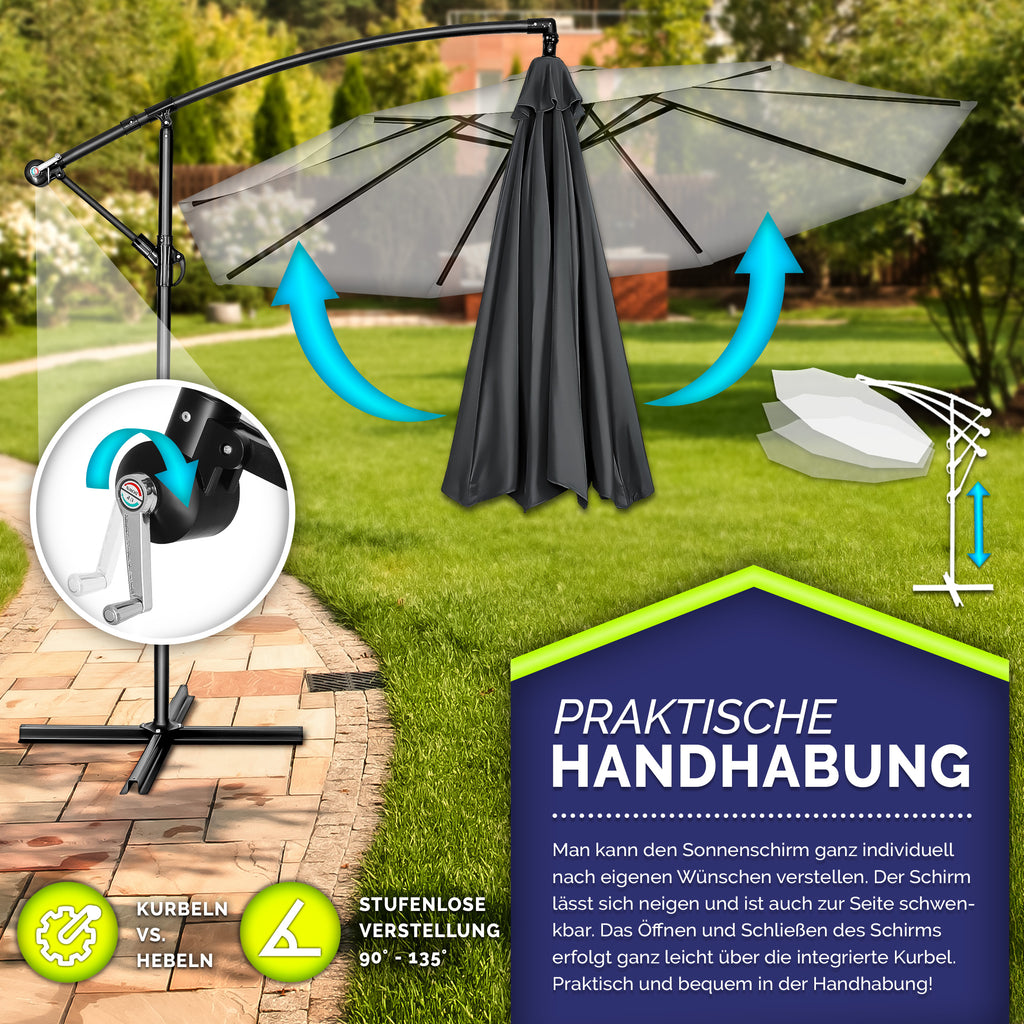 Sonnenschirm, Aluminium für Garten und Balkon – Detailansicht 57