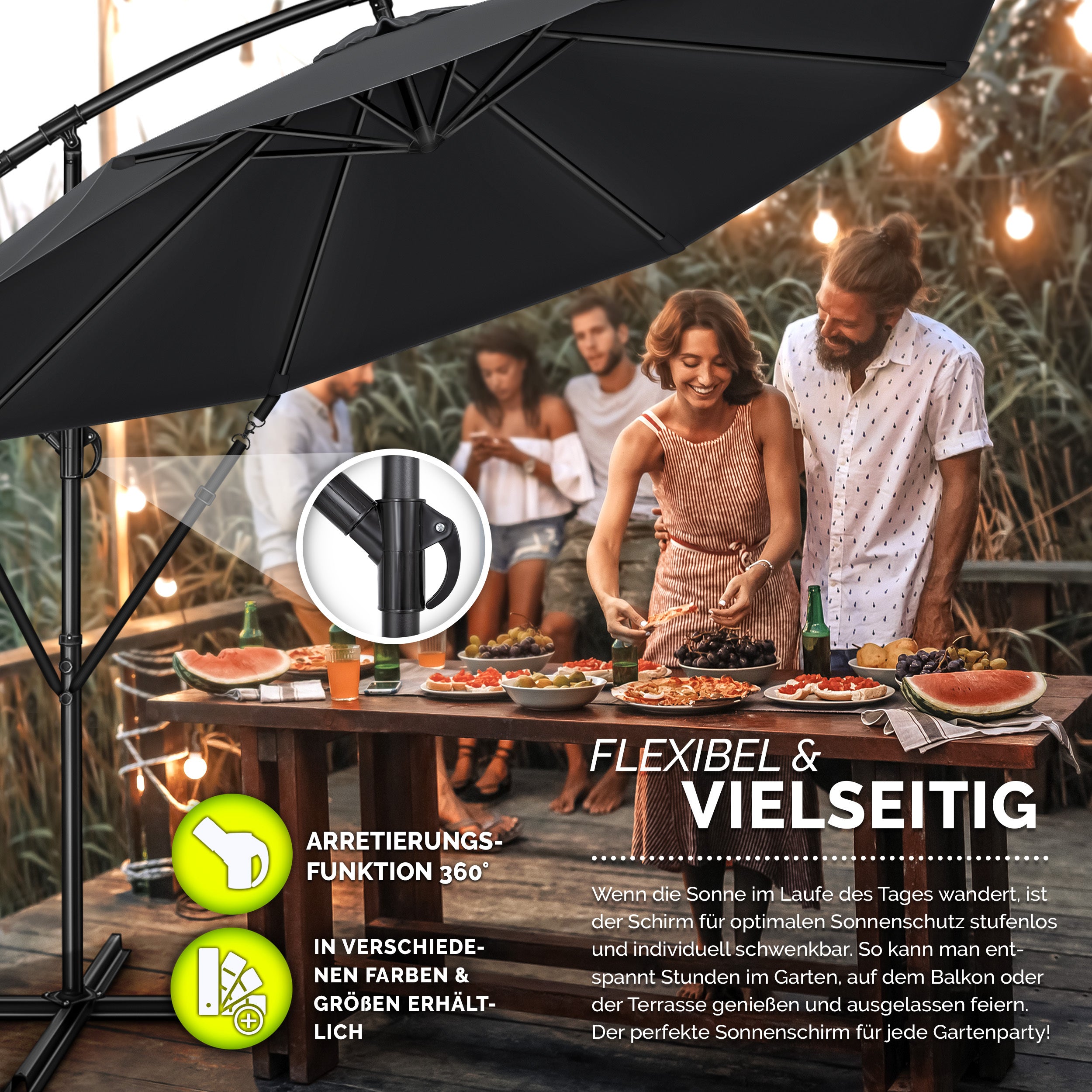 Sonnenschirm, Aluminium für Garten und Balkon – Detailansicht 60