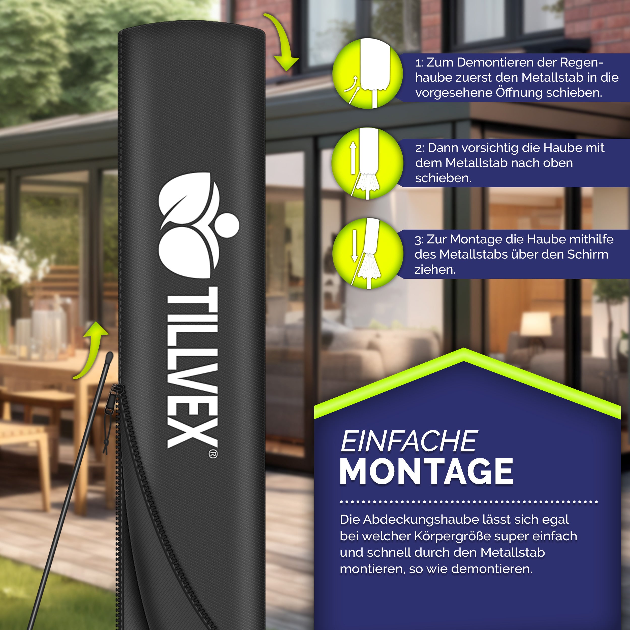 Sonnenschirm, Aluminium für Garten und Balkon – Detailansicht 62