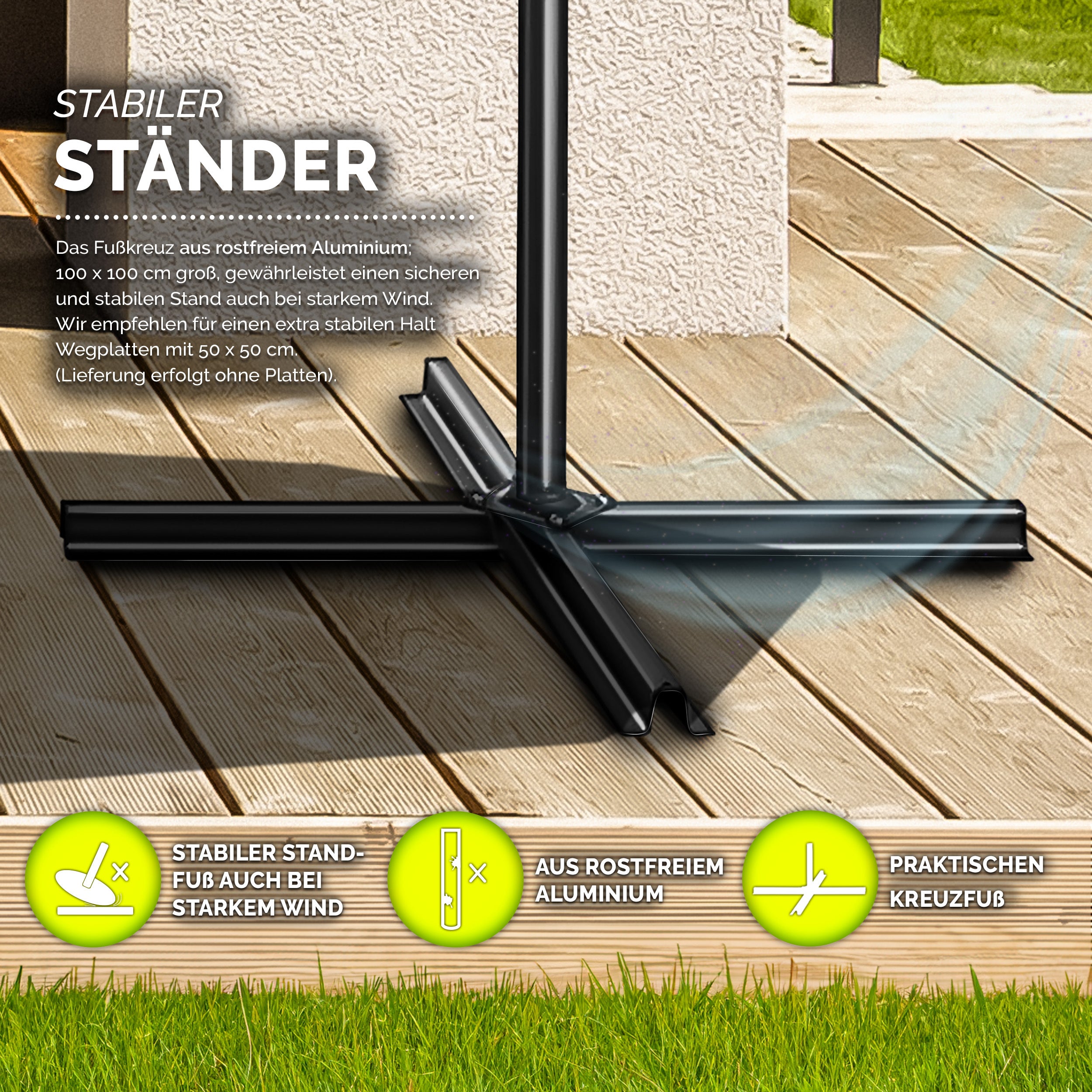 Sonnenschirm, Aluminium für Garten und Balkon – Detailansicht 63