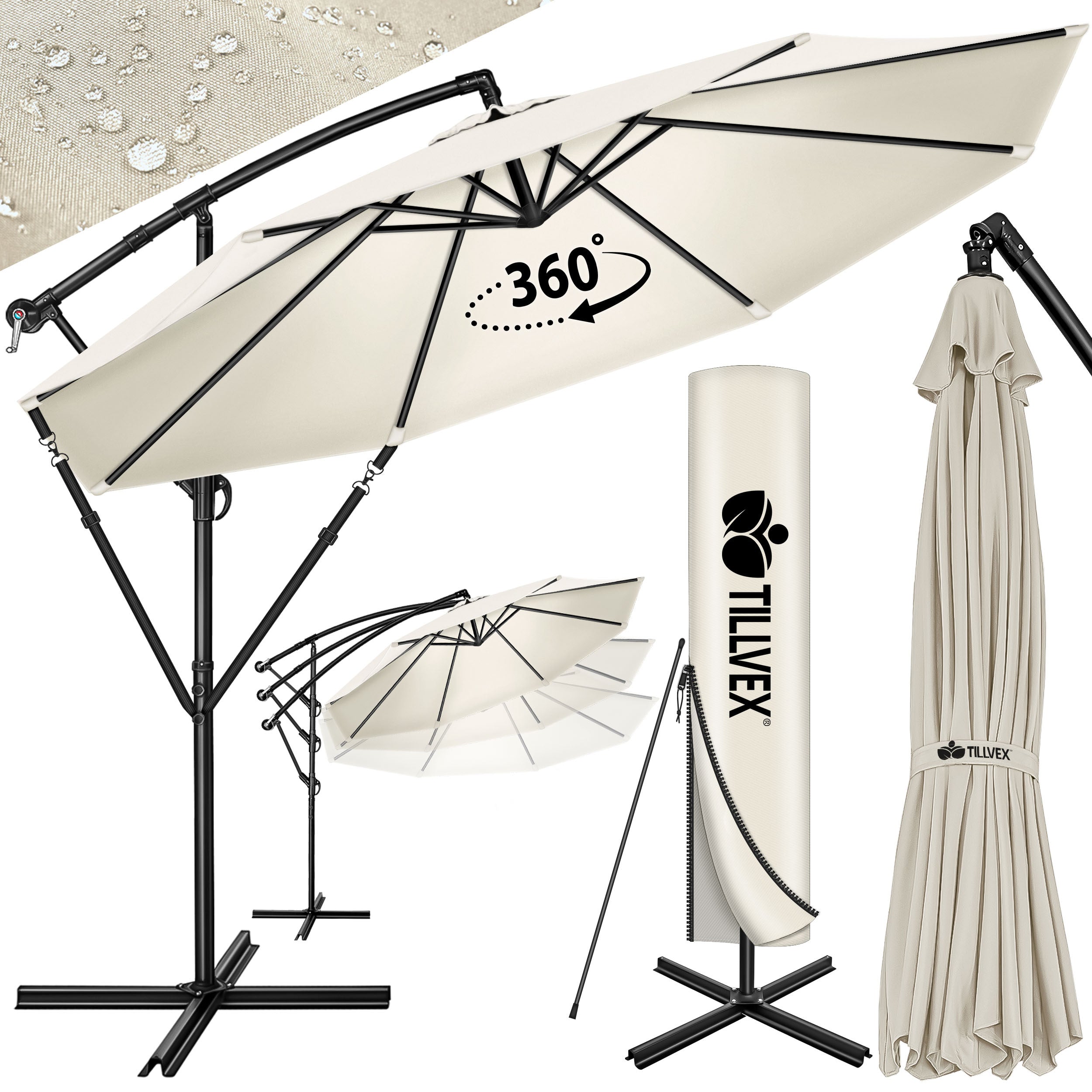 Sonnenschirm, Aluminium für Garten und Balkon – Detailansicht 65