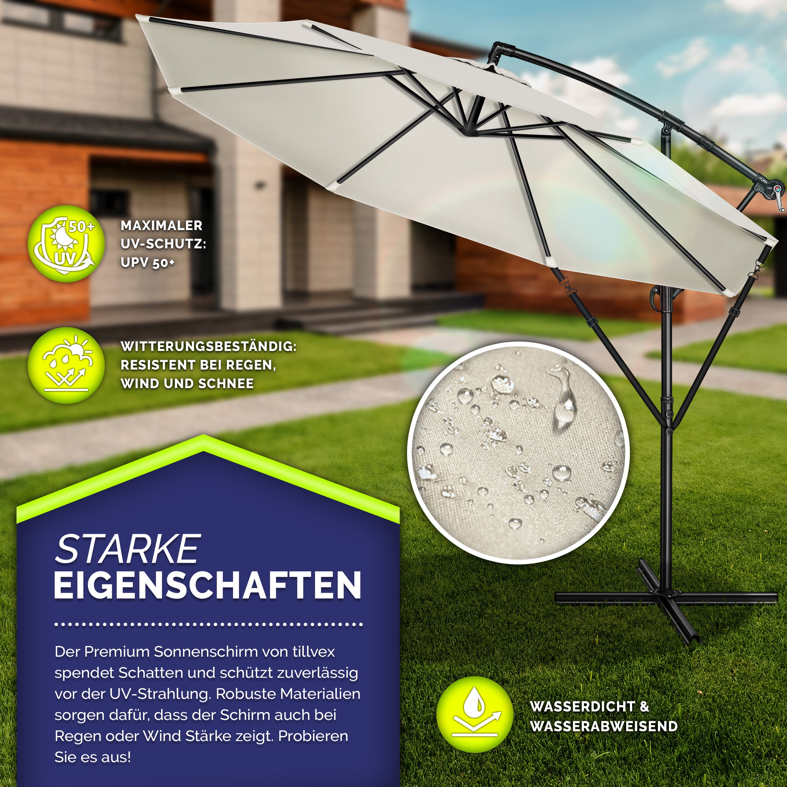 Sonnenschirm, Aluminium für Garten und Balkon – Detailansicht 66