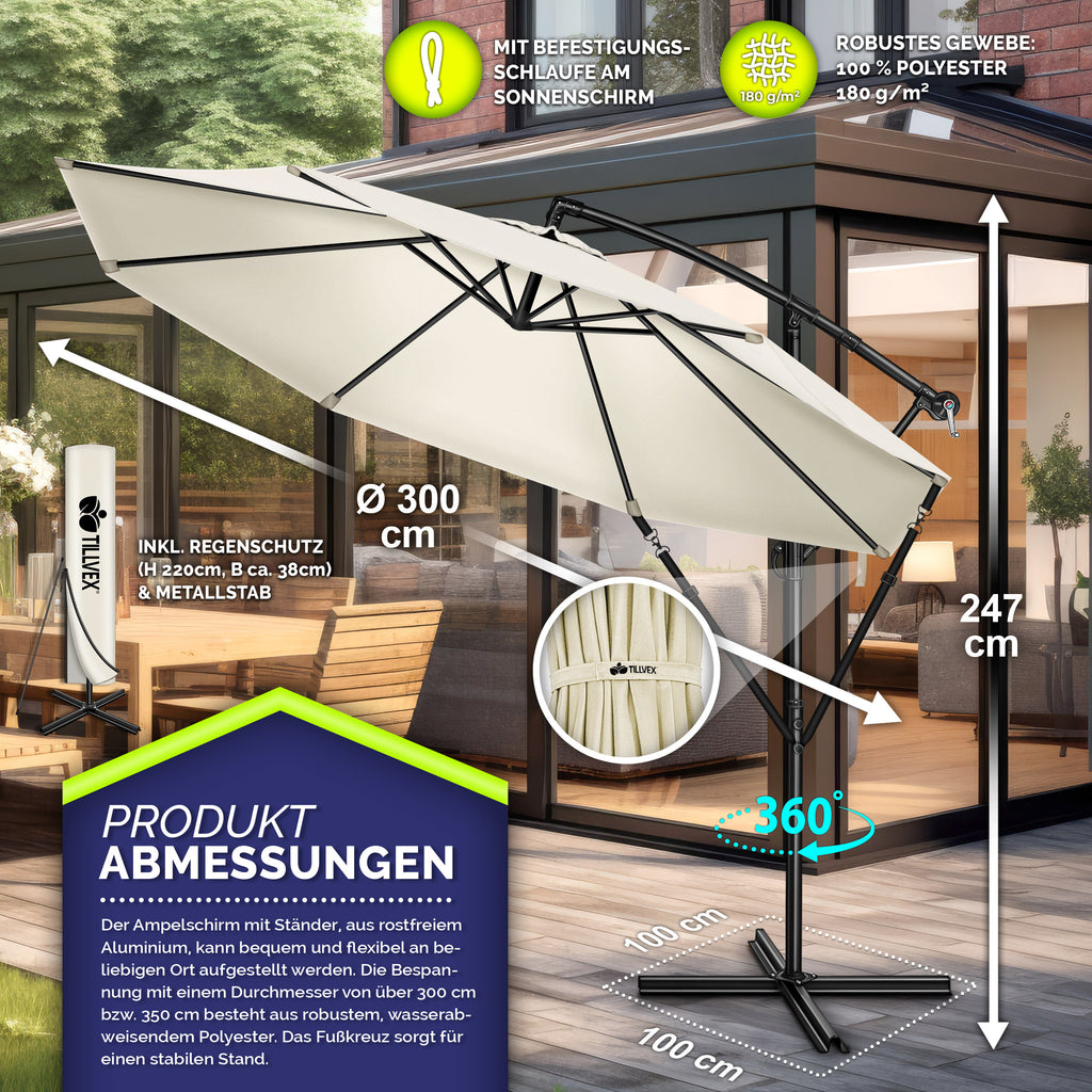 Sonnenschirm, Aluminium für Garten und Balkon – Detailansicht 69