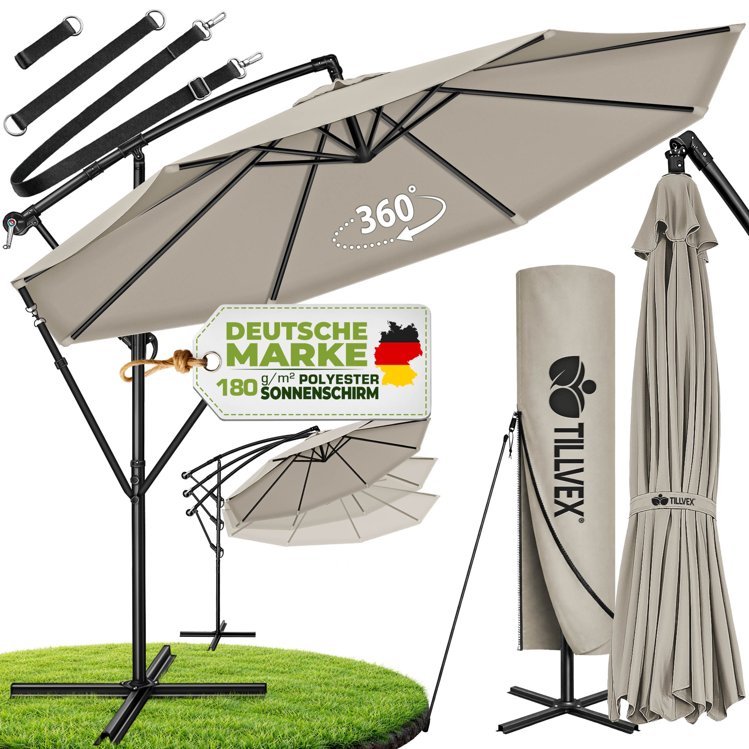 Sonnenschirm, Aluminium für Garten und Balkon – Detailansicht 72