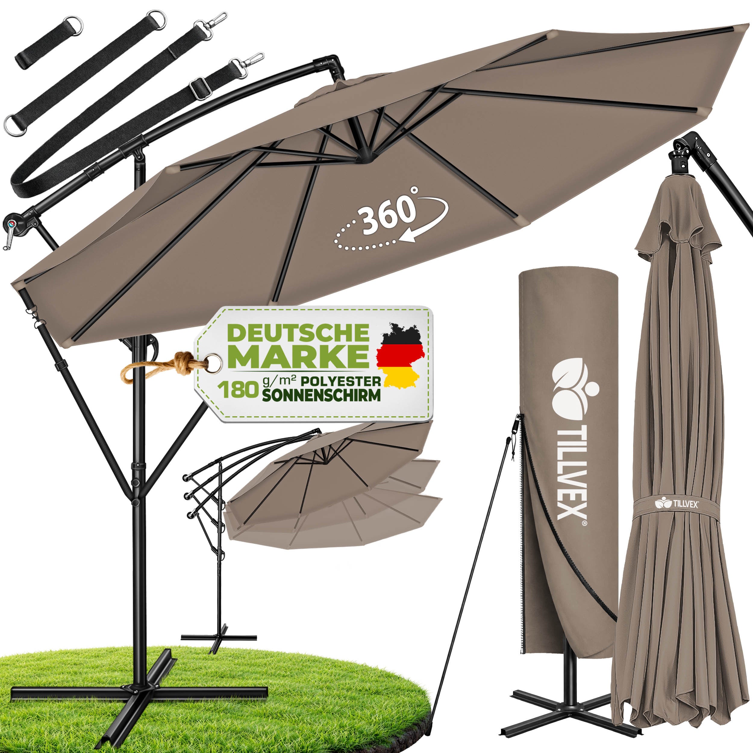 Sonnenschirm, Aluminium für Garten und Balkon – Detailansicht 74