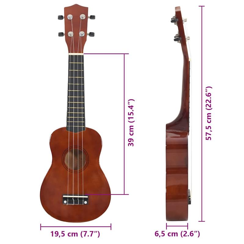 Sopran-Ukulelen-Set in dunklem Holz für den Einstieg zum Üben und tägliches Spielen einfache Auftritte – Detailansicht 6