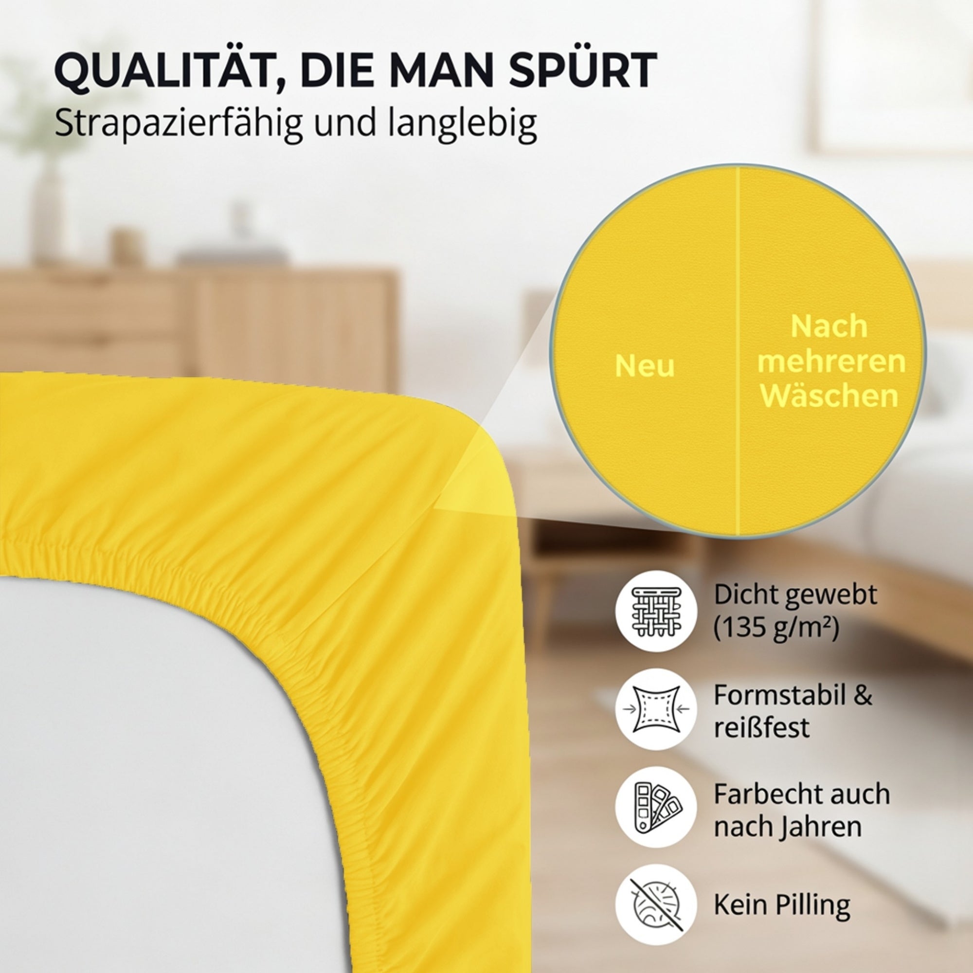 Spannbettlaken, Baumwolle für Schlafzimmer und erholsamen Schlaf – Detailansicht 3