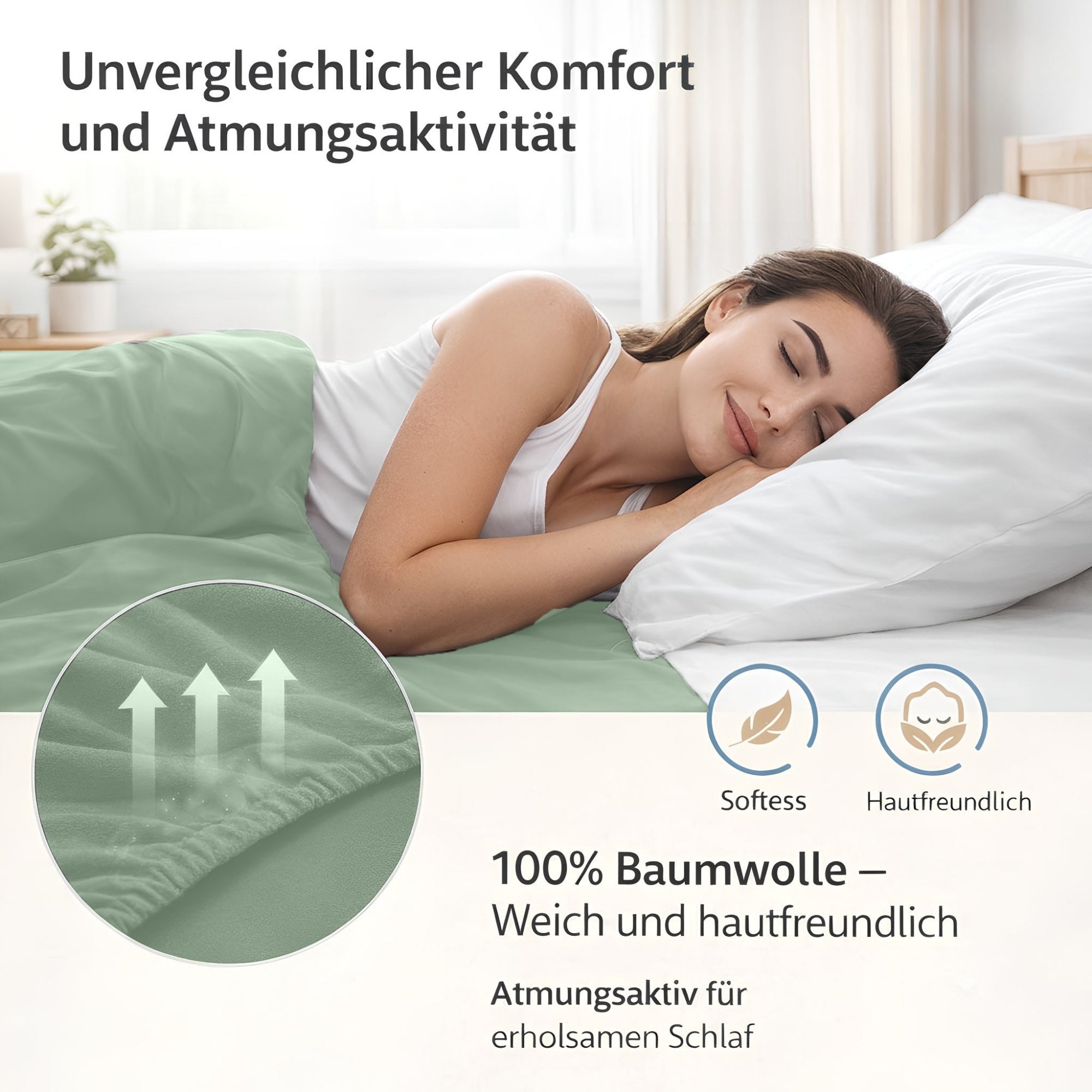 Spannbettlaken, Baumwolle für Schlafzimmer und erholsamen Schlaf – Detailansicht 22