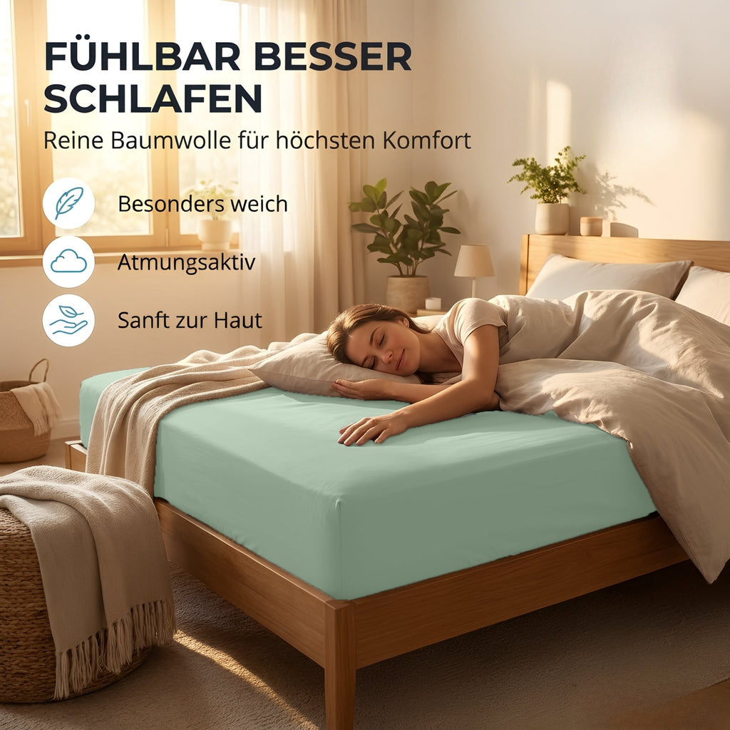Spannbettlaken, Baumwolle für Schlafzimmer und erholsamen Schlaf – Detailansicht 23