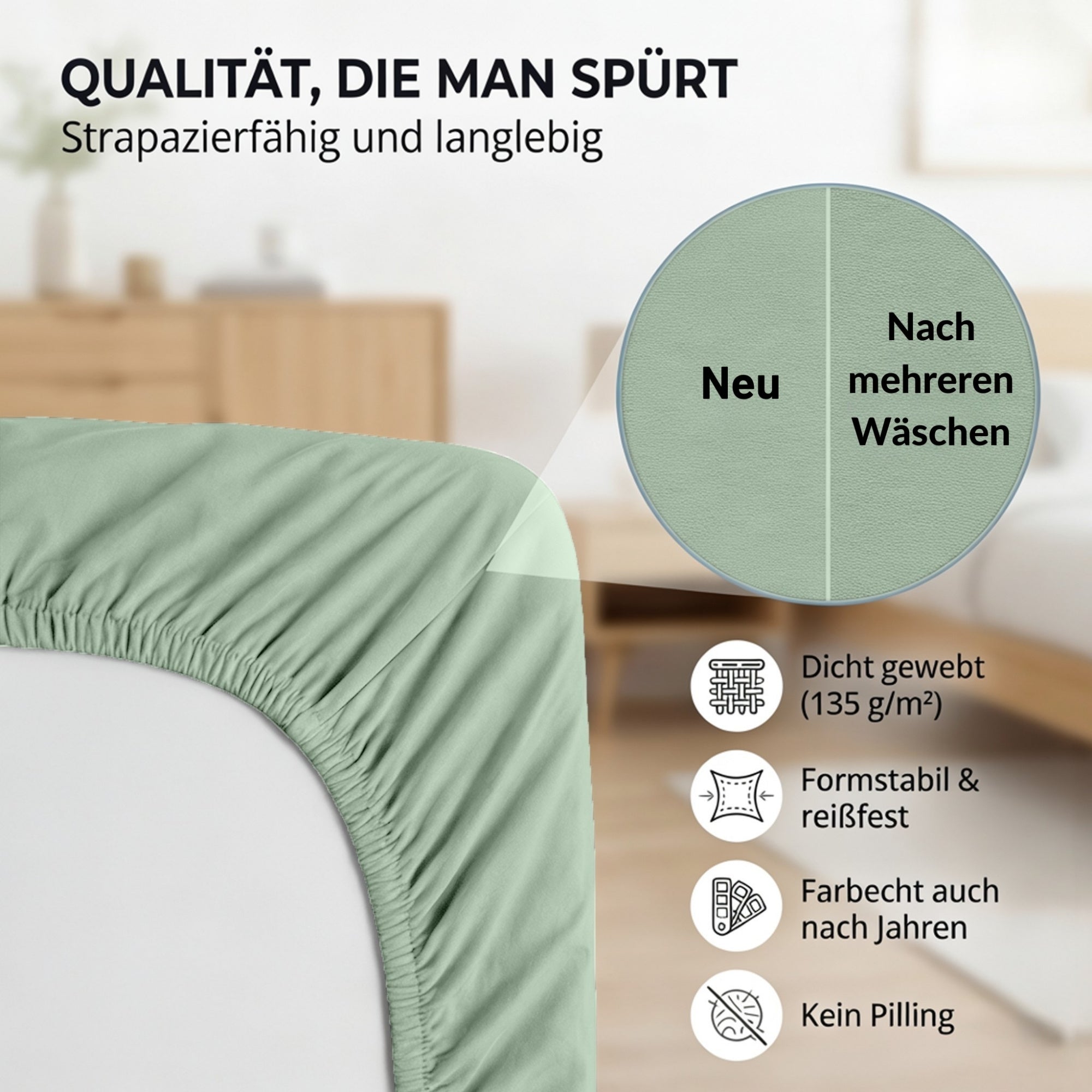 Spannbettlaken, Baumwolle für Schlafzimmer und erholsamen Schlaf – Detailansicht 24