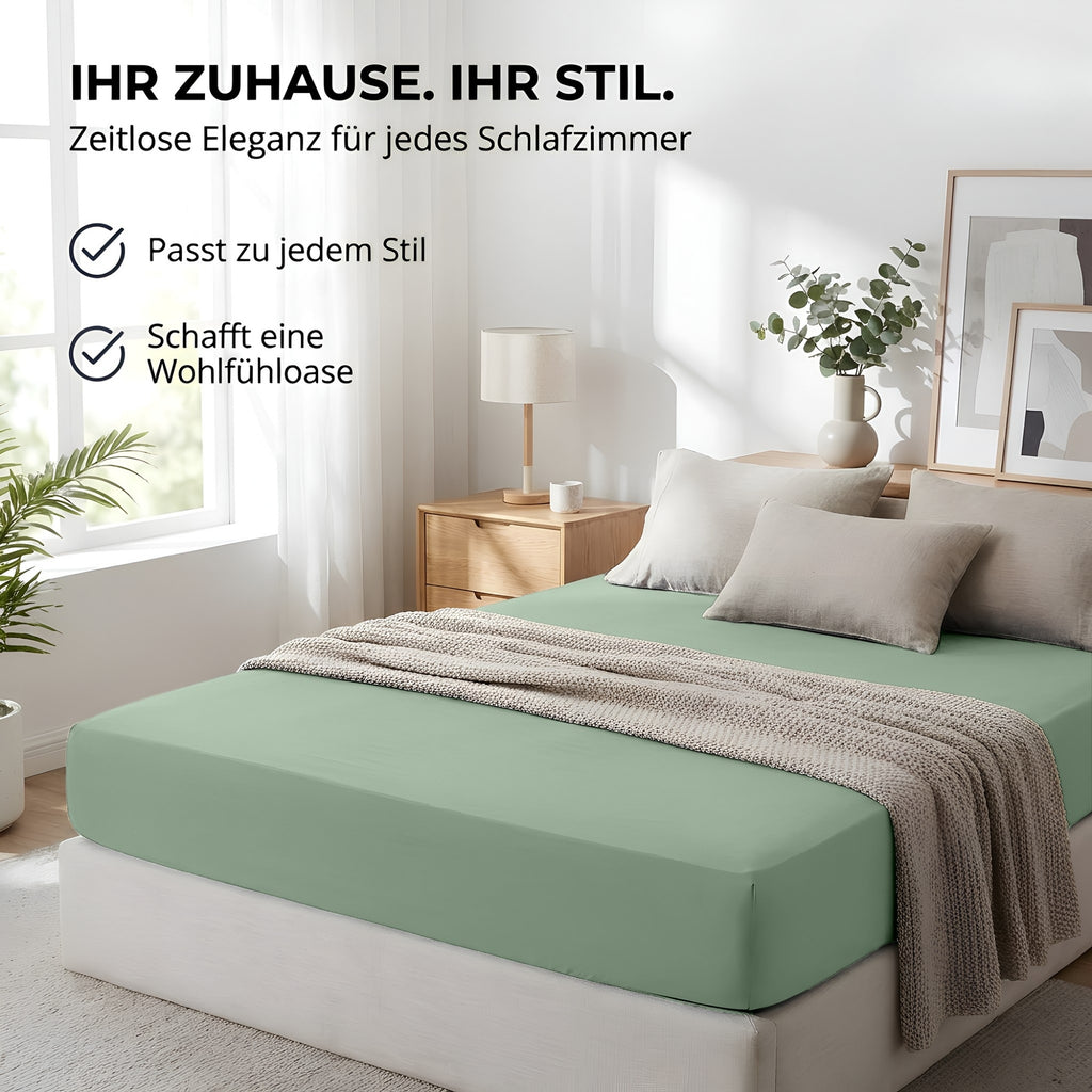 Spannbettlaken, Baumwolle für Schlafzimmer und erholsamen Schlaf – Detailansicht 25