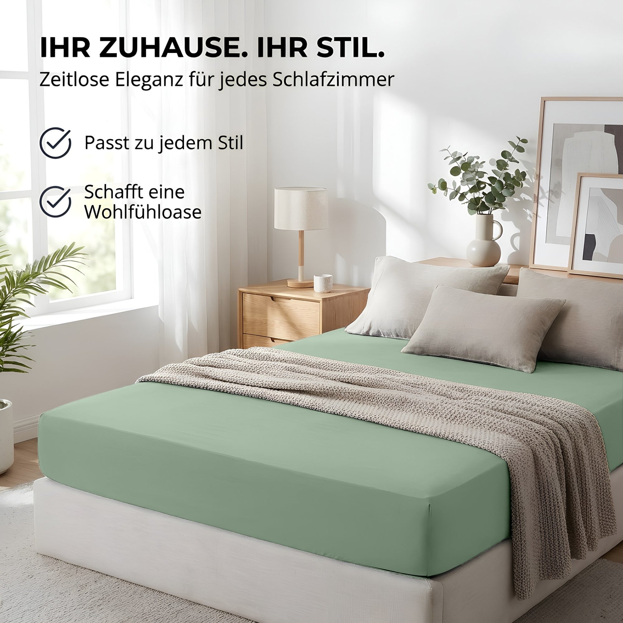 Spannbettlaken, Baumwolle für Schlafzimmer und erholsamen Schlaf – Detailansicht 25