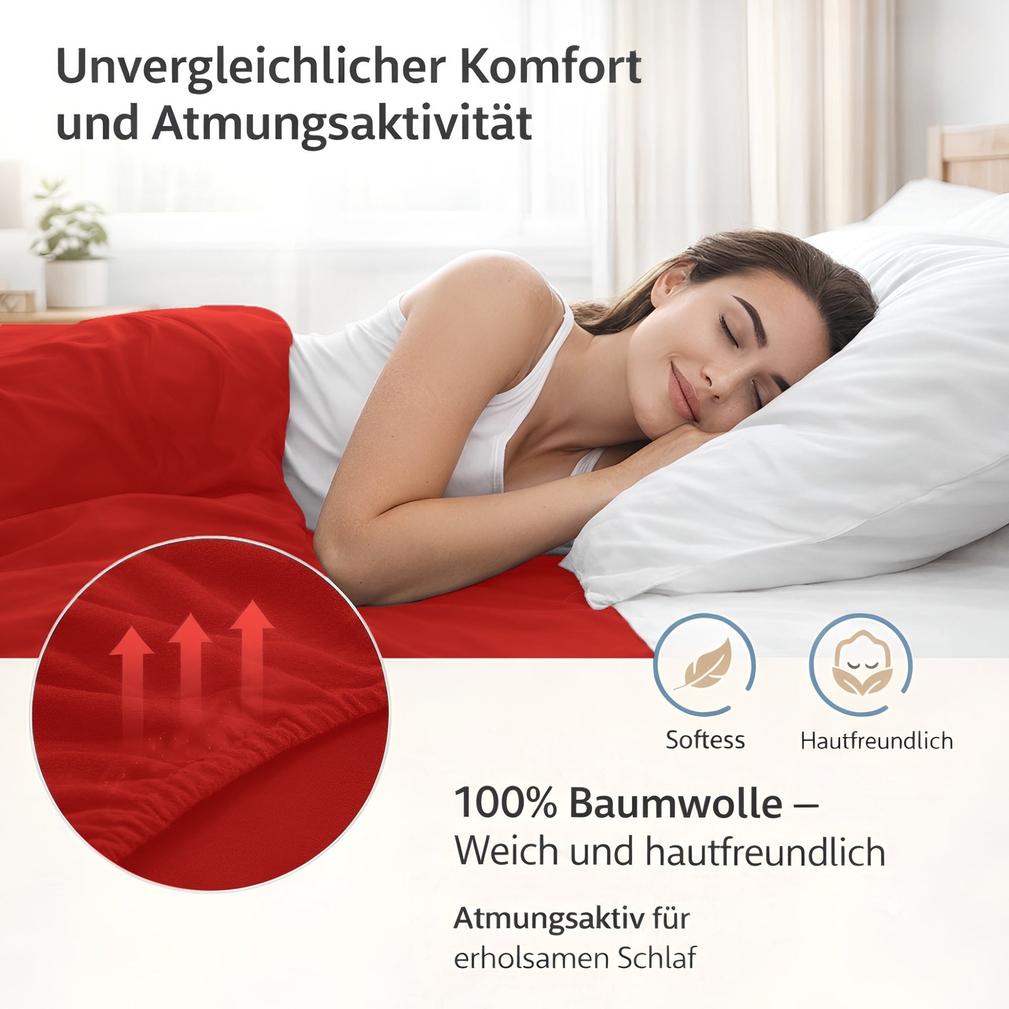 Spannbettlaken, Baumwolle für Schlafzimmer und erholsamen Schlaf – Detailansicht 28