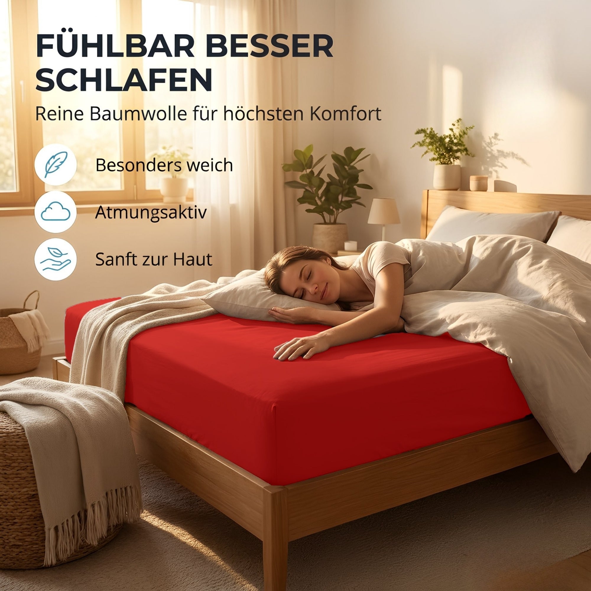 Spannbettlaken, Baumwolle für Schlafzimmer und erholsamen Schlaf – Detailansicht 29