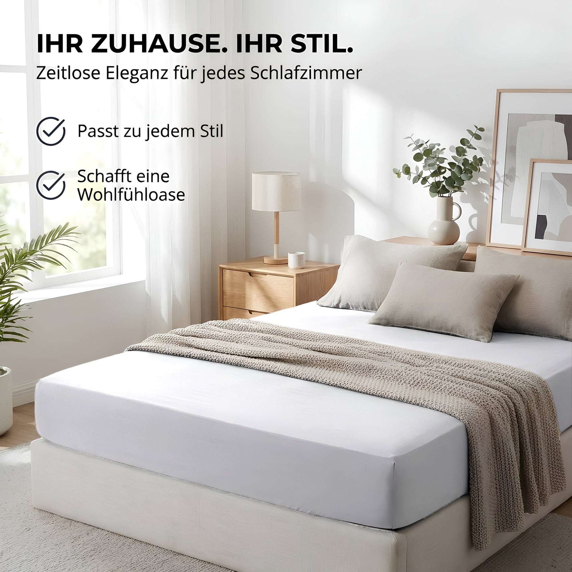 Spannbettlaken, Baumwolle für Schlafzimmer und erholsamen Schlaf – Detailansicht 42