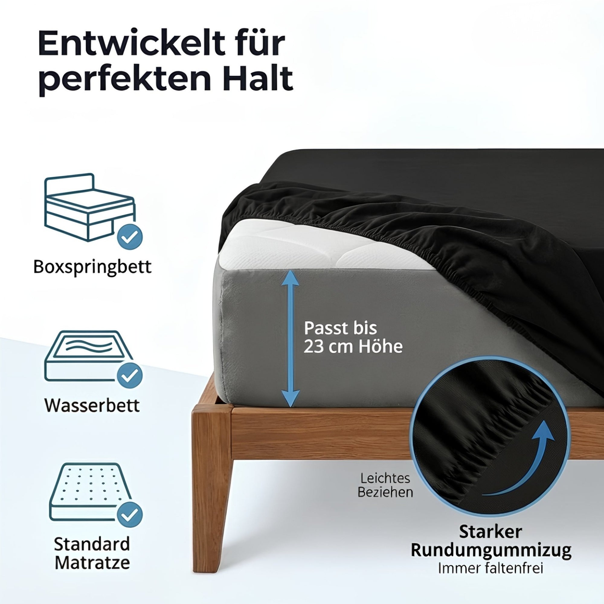 Spannbettlaken, Baumwolle für Schlafzimmer und erholsamen Schlaf – Detailansicht 44