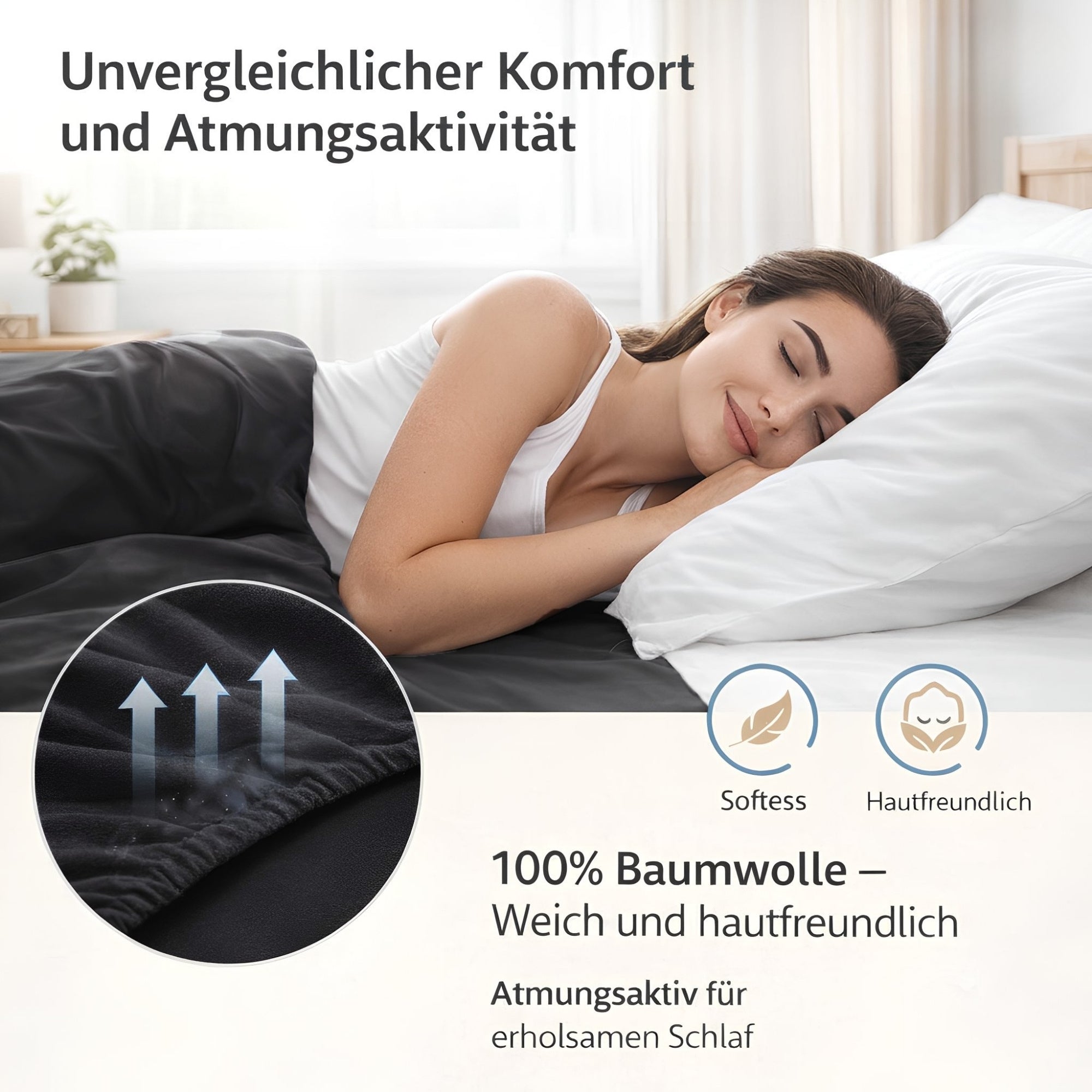 Spannbettlaken, Baumwolle für Schlafzimmer und erholsamen Schlaf – Detailansicht 45