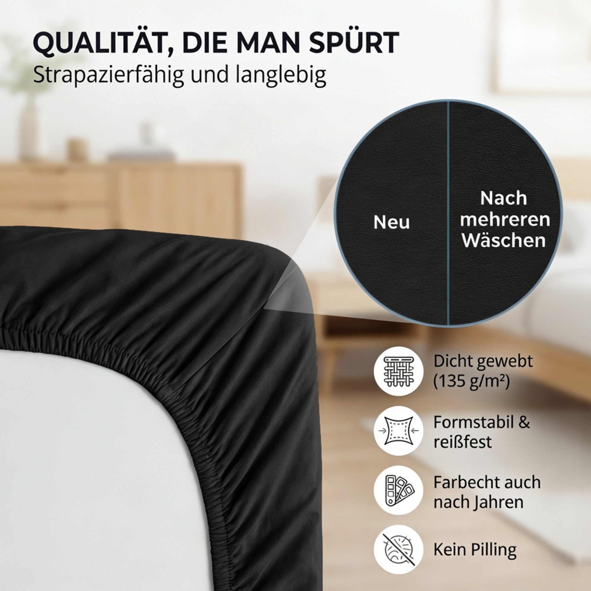 Spannbettlaken, Baumwolle für Schlafzimmer und erholsamen Schlaf – Detailansicht 47