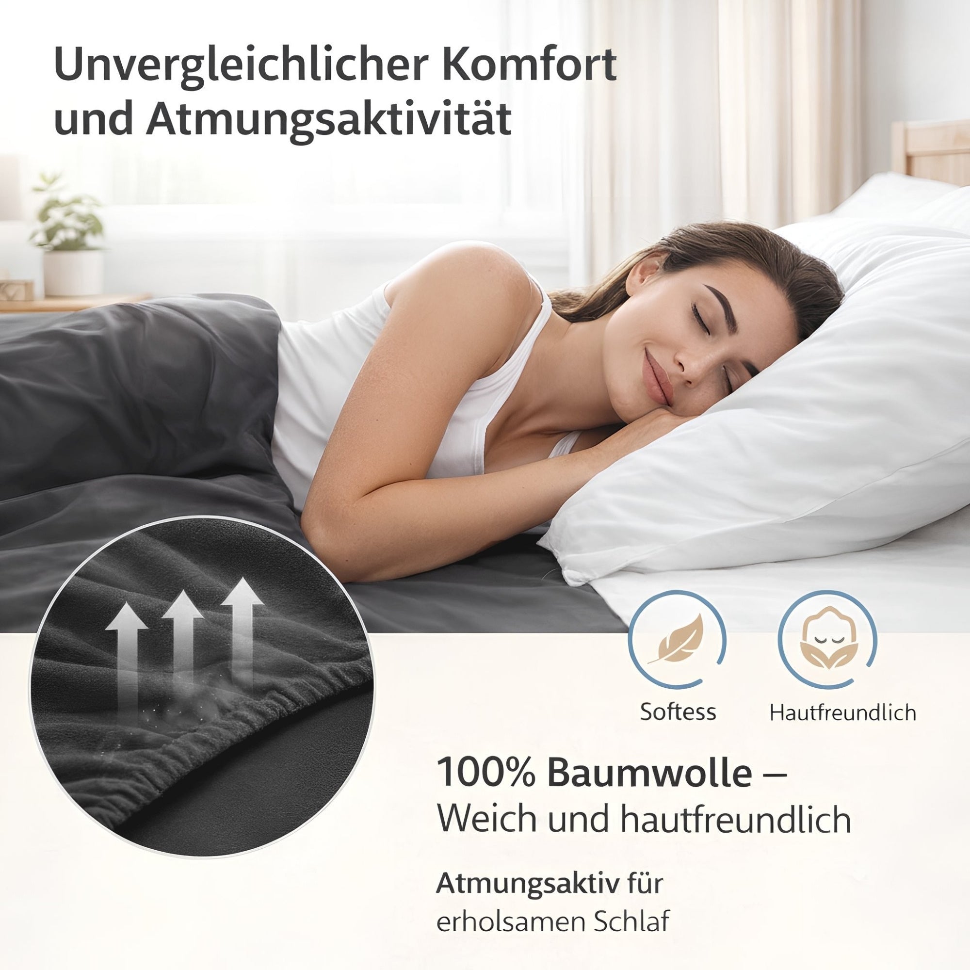 Spannbettlaken, Baumwolle für Schlafzimmer und erholsamen Schlaf – Detailansicht 50