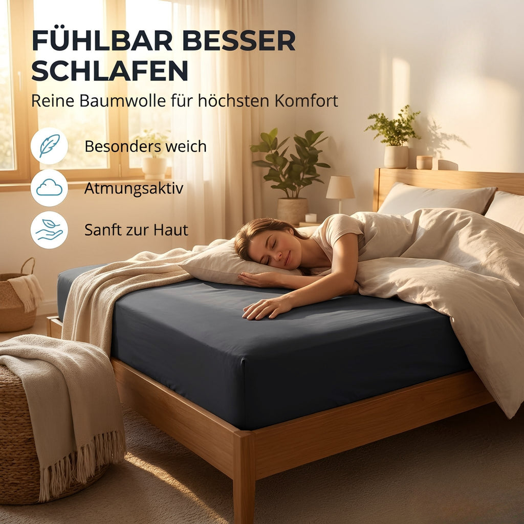 Spannbettlaken, Baumwolle für Schlafzimmer und erholsamen Schlaf – Detailansicht 51