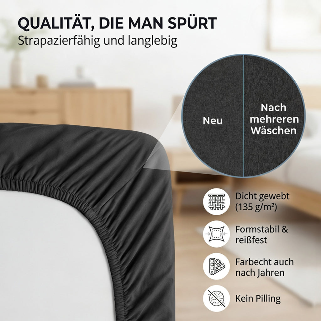 Spannbettlaken, Baumwolle für Schlafzimmer und erholsamen Schlaf – Detailansicht 52