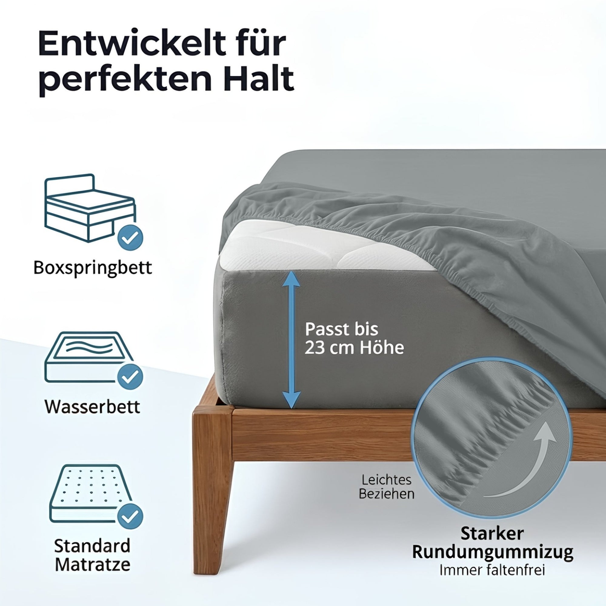 Spannbettlaken, Baumwolle für Schlafzimmer und erholsamen Schlaf – Detailansicht 55