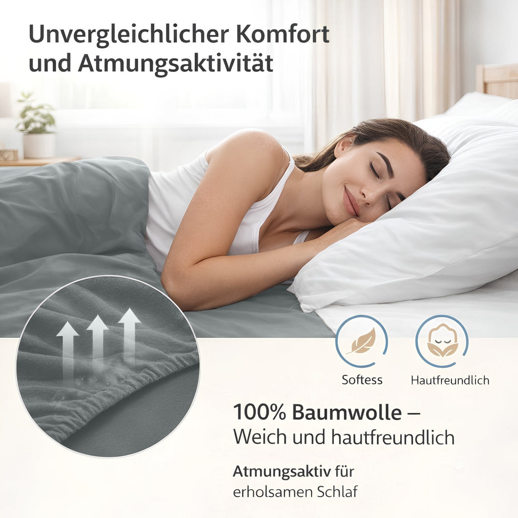 Spannbettlaken, Baumwolle für Schlafzimmer und erholsamen Schlaf – Detailansicht 56