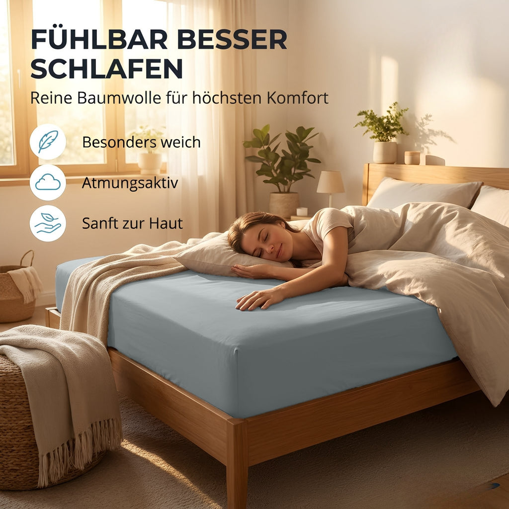 Spannbettlaken, Baumwolle für Schlafzimmer und erholsamen Schlaf – Detailansicht 57