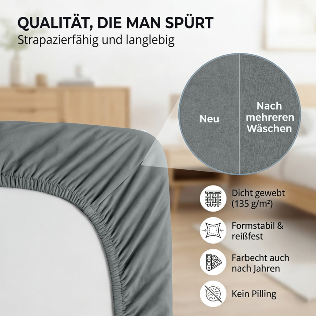 Spannbettlaken, Baumwolle für Schlafzimmer und erholsamen Schlaf – Detailansicht 58