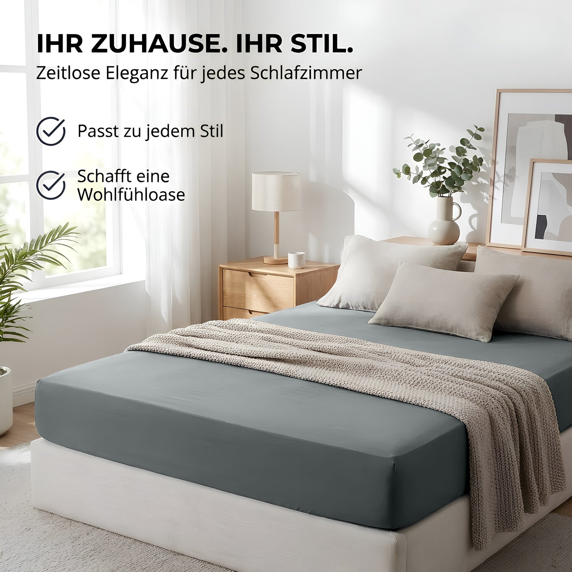 Spannbettlaken, Baumwolle für Schlafzimmer und erholsamen Schlaf – Detailansicht 59
