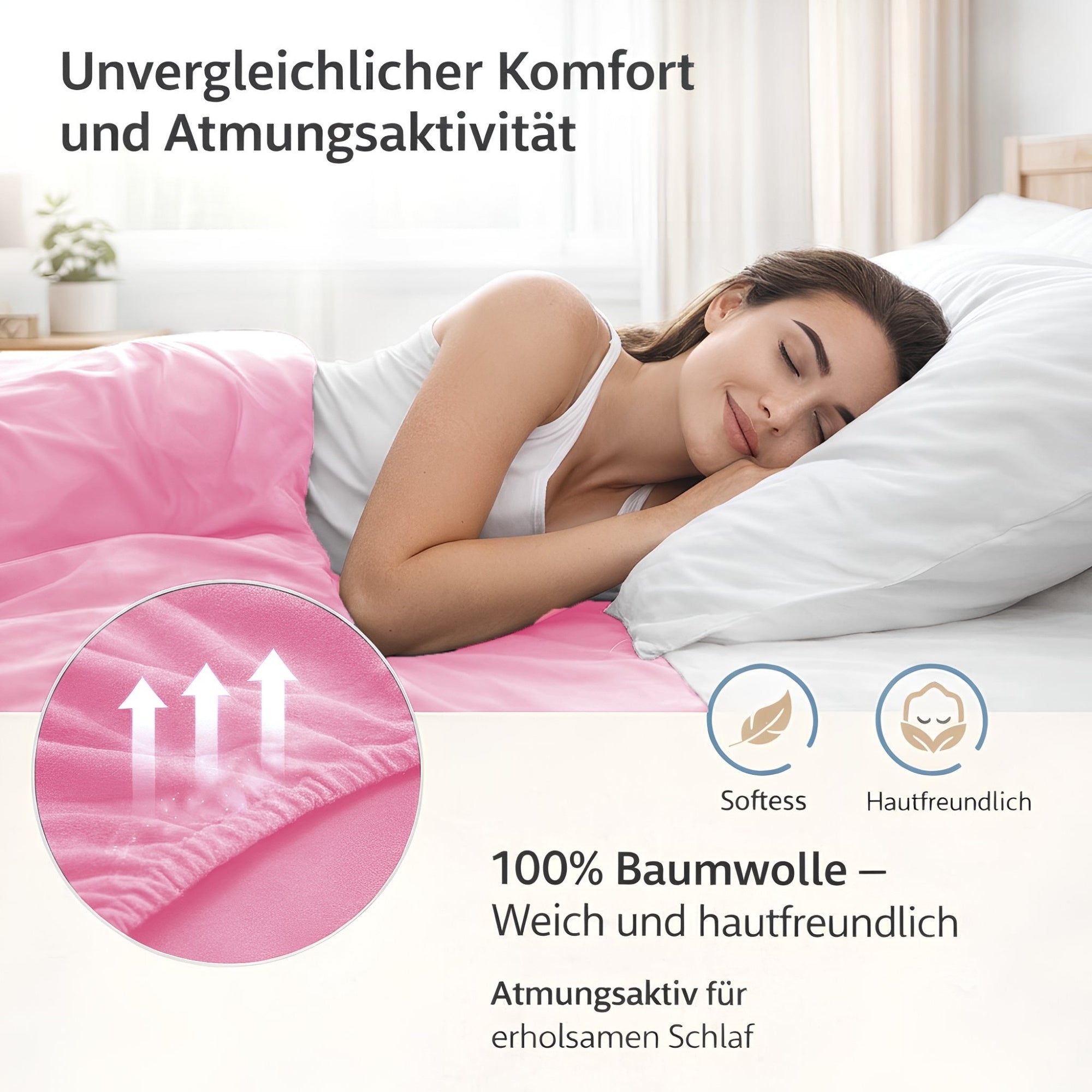 Spannbettlaken, Baumwolle für Schlafzimmer und erholsamen Schlaf – Detailansicht 62