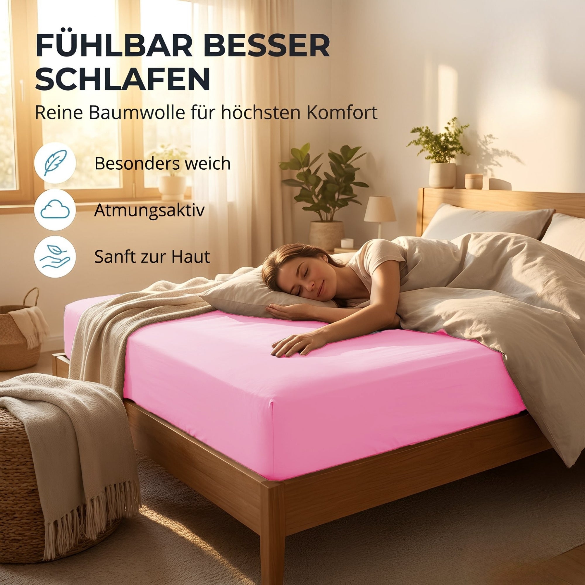 Spannbettlaken, Baumwolle für Schlafzimmer und erholsamen Schlaf – Detailansicht 63