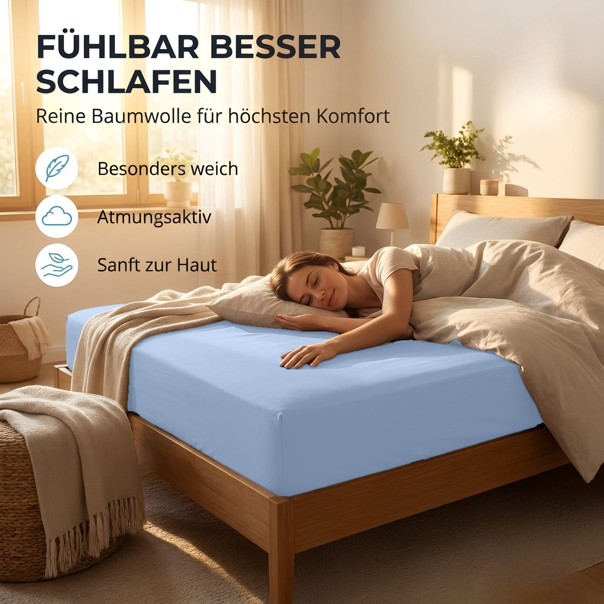 Spannbettlaken, Baumwolle für Schlafzimmer und erholsamen Schlaf – Detailansicht 69