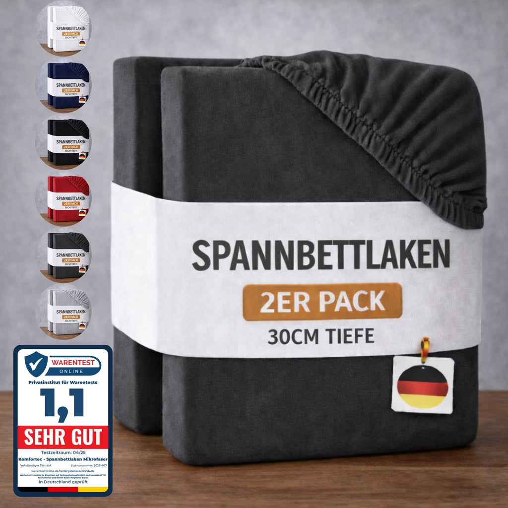 Spannbettlaken, Graphitfarbe für Schlafzimmer – Detailansicht 3
