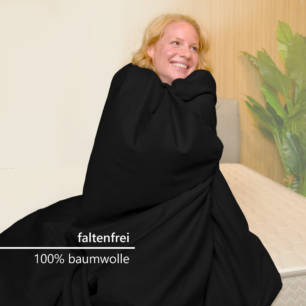 Spannbettlaken, Graphitfarbe für Schlafzimmer – Detailansicht 4