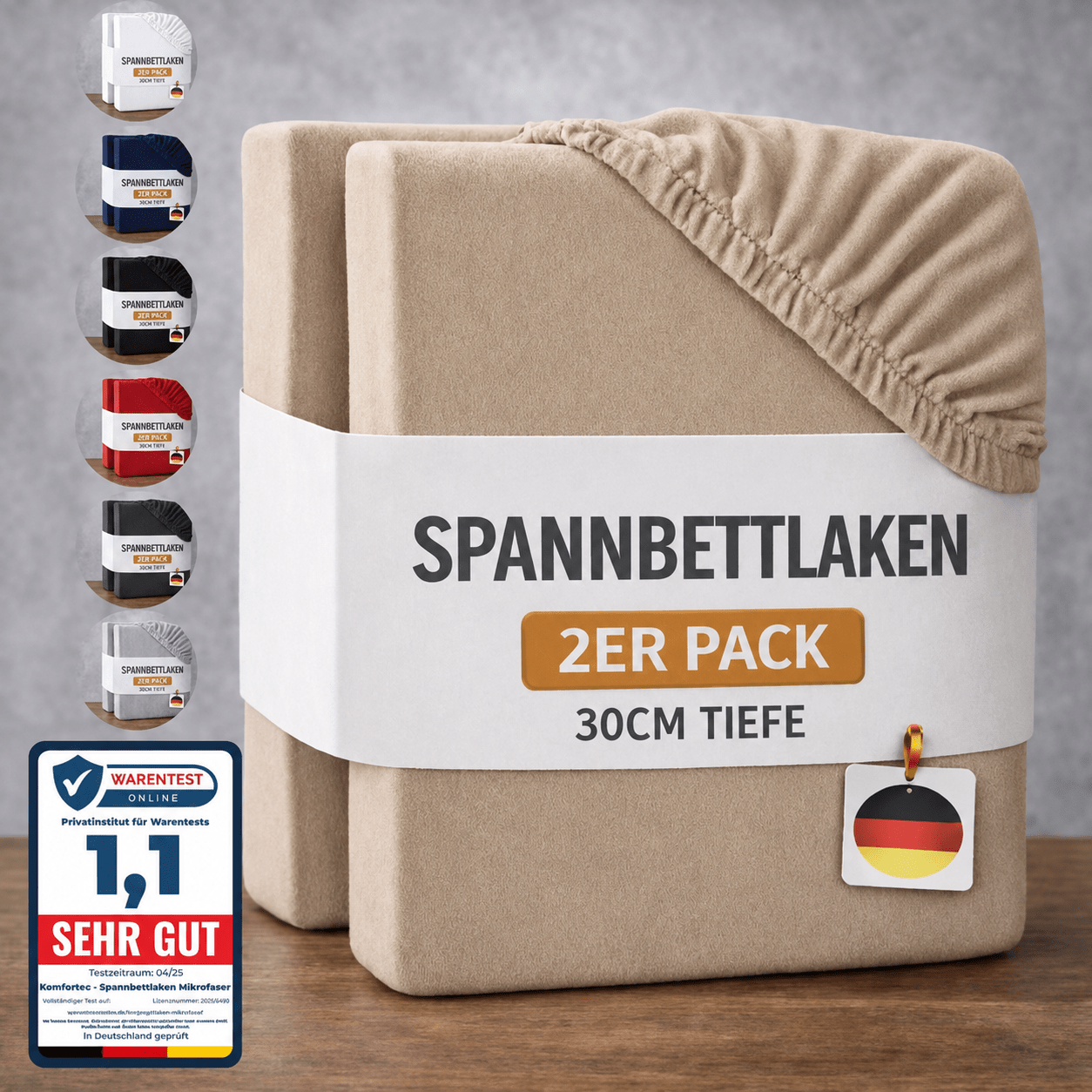 Spannbettlaken, Graphitfarbe für Schlafzimmer – Detailansicht 26