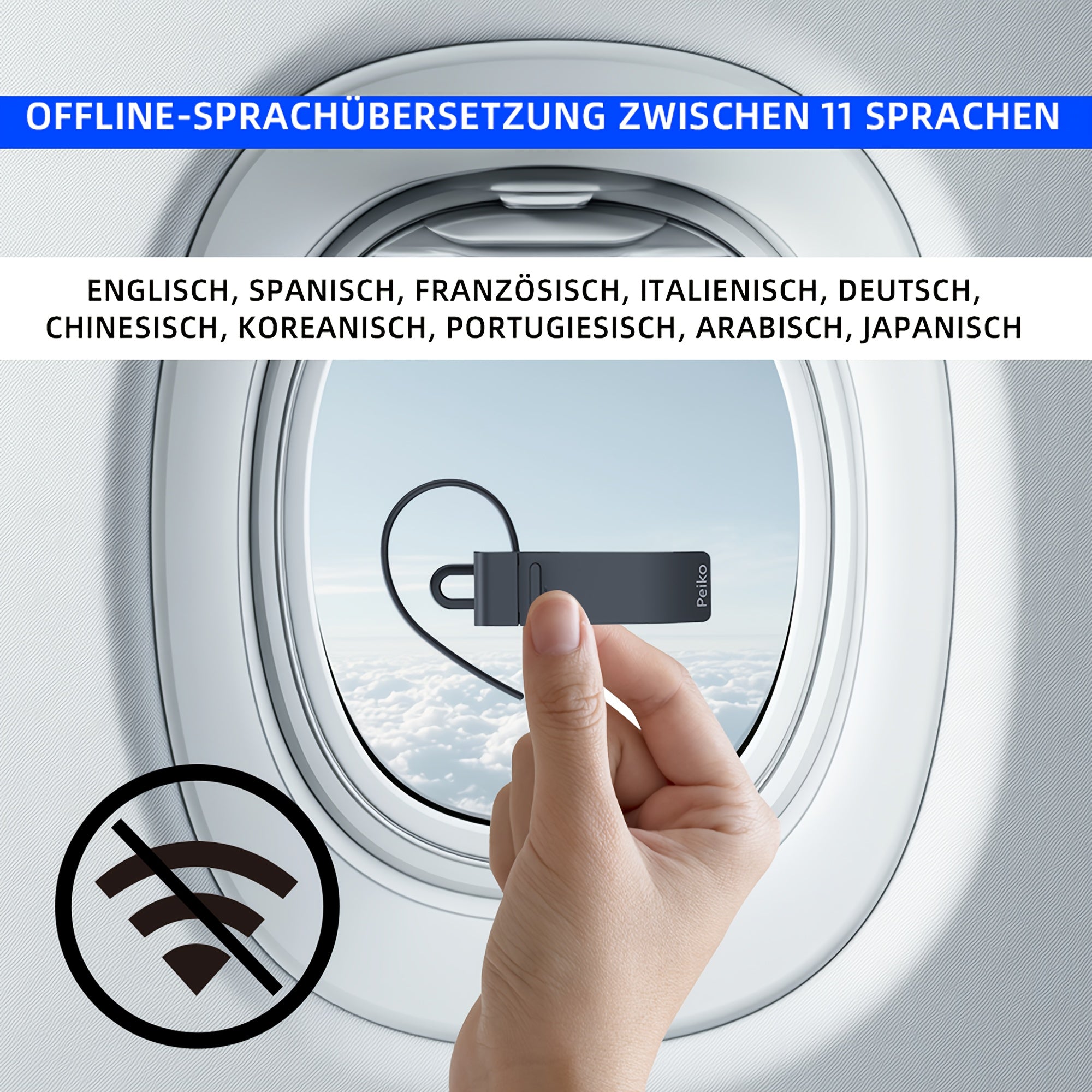 Sprachübersetzer Einzelkopfhörer für 136 Sprachen, Online und Offline Sprachunterstützung in 11 Sprachen – Detailansicht 6