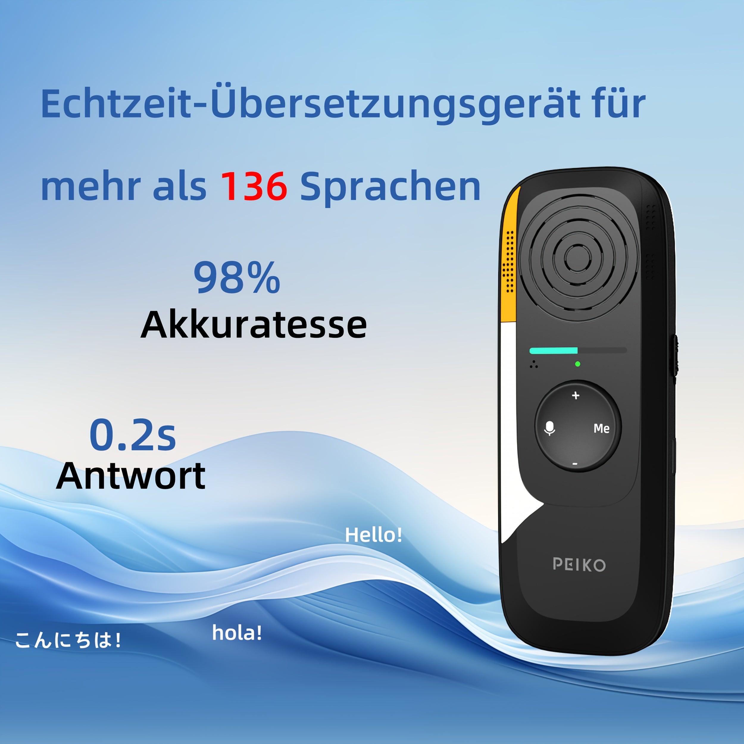Sprachübersetzungsgerät, Schwarz für Camping – Detailansicht 4