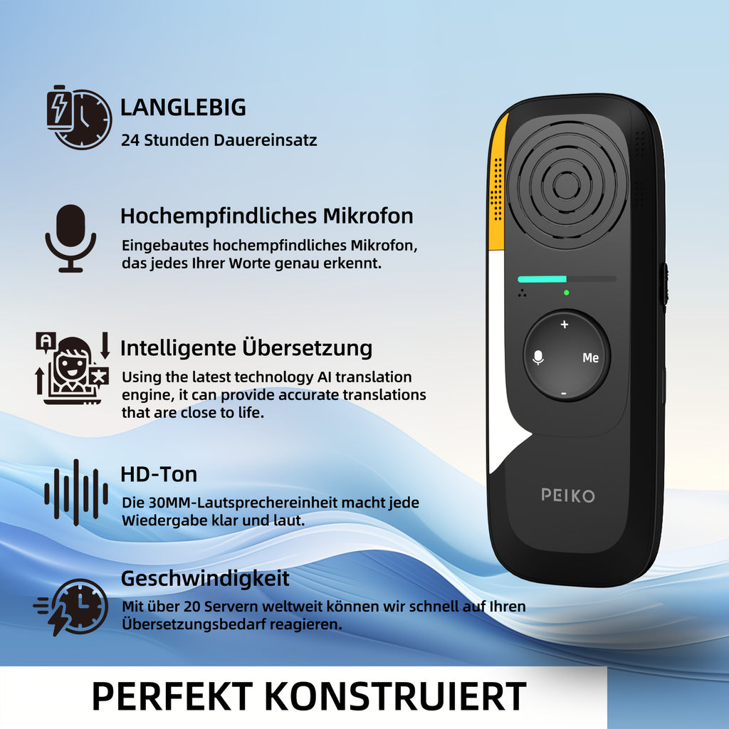 Sprachübersetzungsgerät, Schwarz für Camping – Detailansicht 7