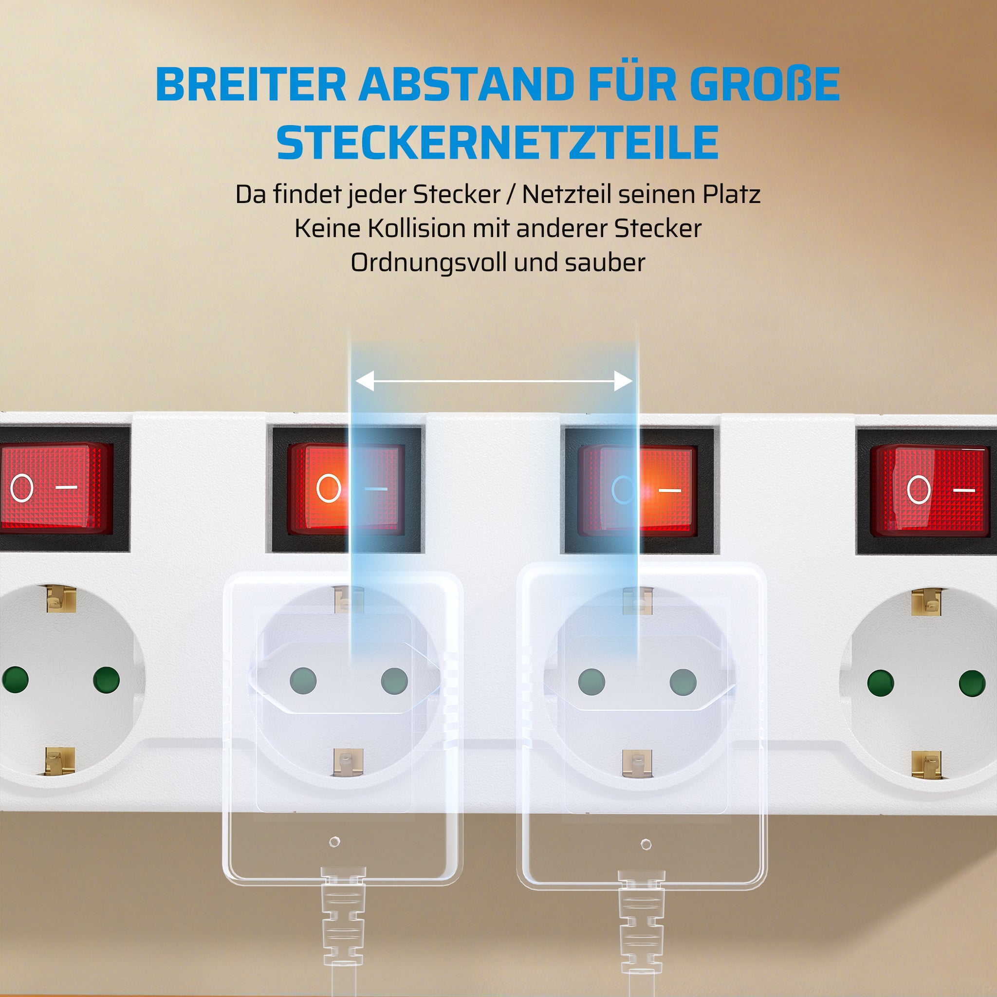 Steckdosenleiste Einzeln Schaltbar, Weiß für Alltag und Zuhause – Detailansicht 7