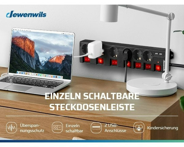 Steckdosenleiste Einzeln Schaltbar, Weiß für Alltag und Zuhause – Detailansicht 17