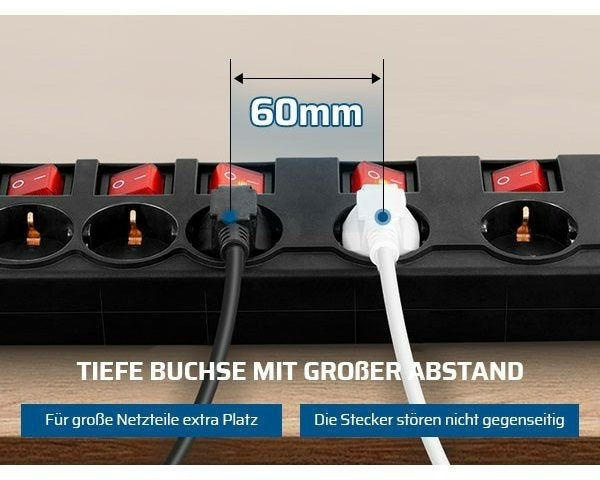 Steckdosenleiste Einzeln Schaltbar, Weiß für Alltag und Zuhause – Detailansicht 20