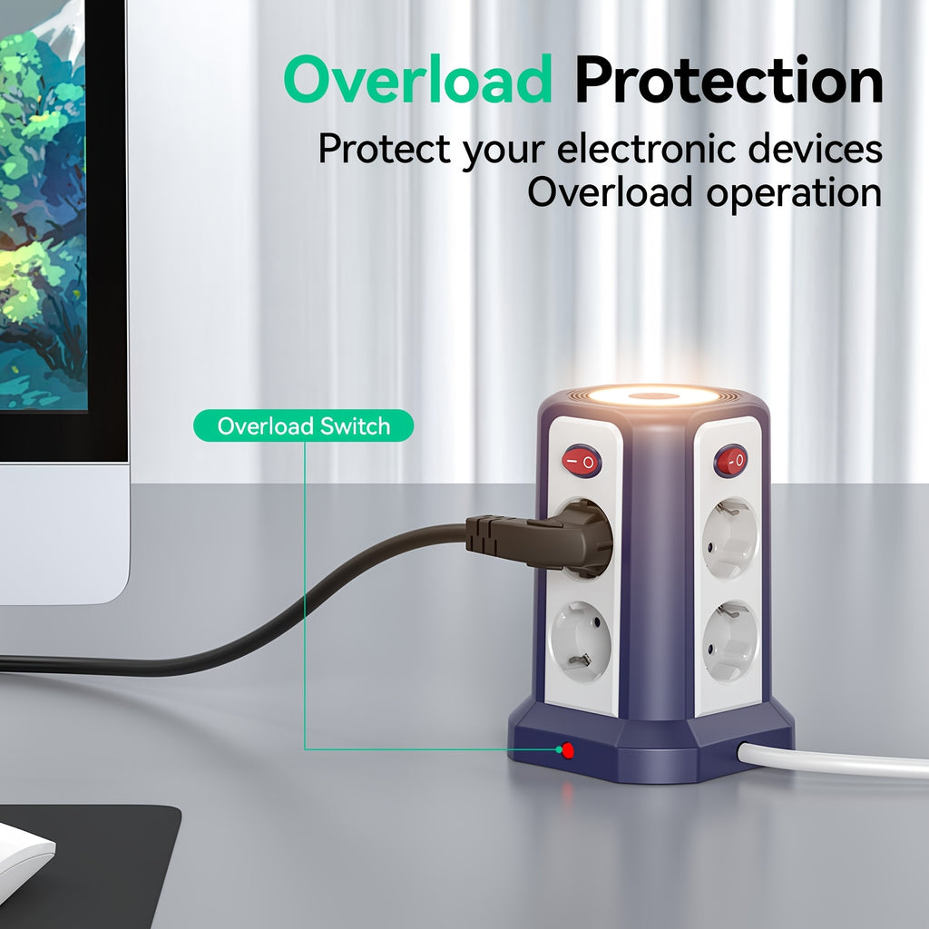 Steckdosenleisten & Überspannungsschutz, mit 5 USB-Anschlüssen für Büro – Detailansicht 8