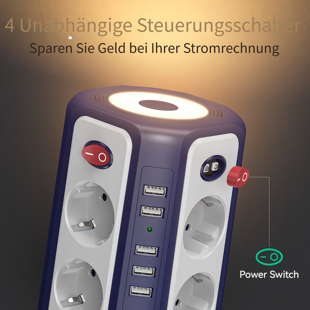 Steckdosenleisten & Überspannungsschutz, Schwarz für Homeoffice und Büro – Hauptansicht