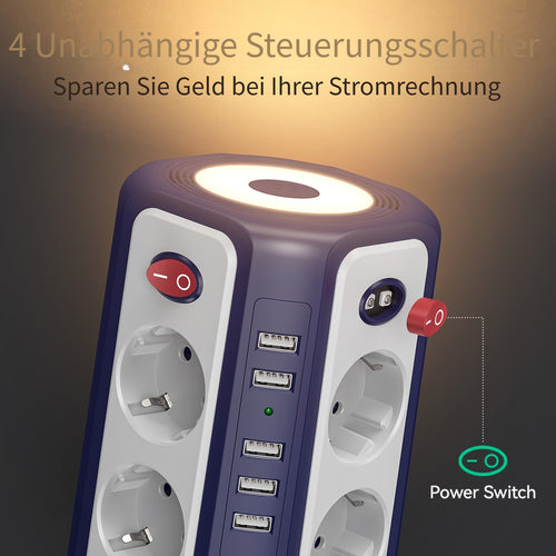 Steckdosenleisten & Überspannungsschutz, Schwarz für Homeoffice und Büro – Hauptansicht
