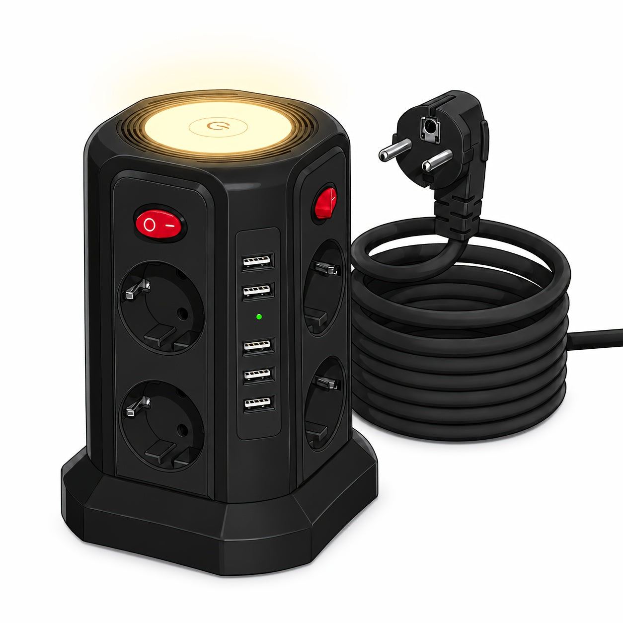 Steckdosenleisten & Überspannungsschutz, Schwarz für Homeoffice und Büro – Detailansicht 8
